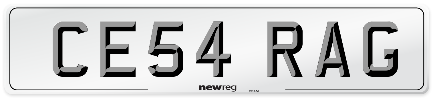 CE54 RAG Number Plate from New Reg